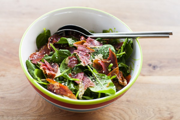 Rucola, spinach, asparagus salad