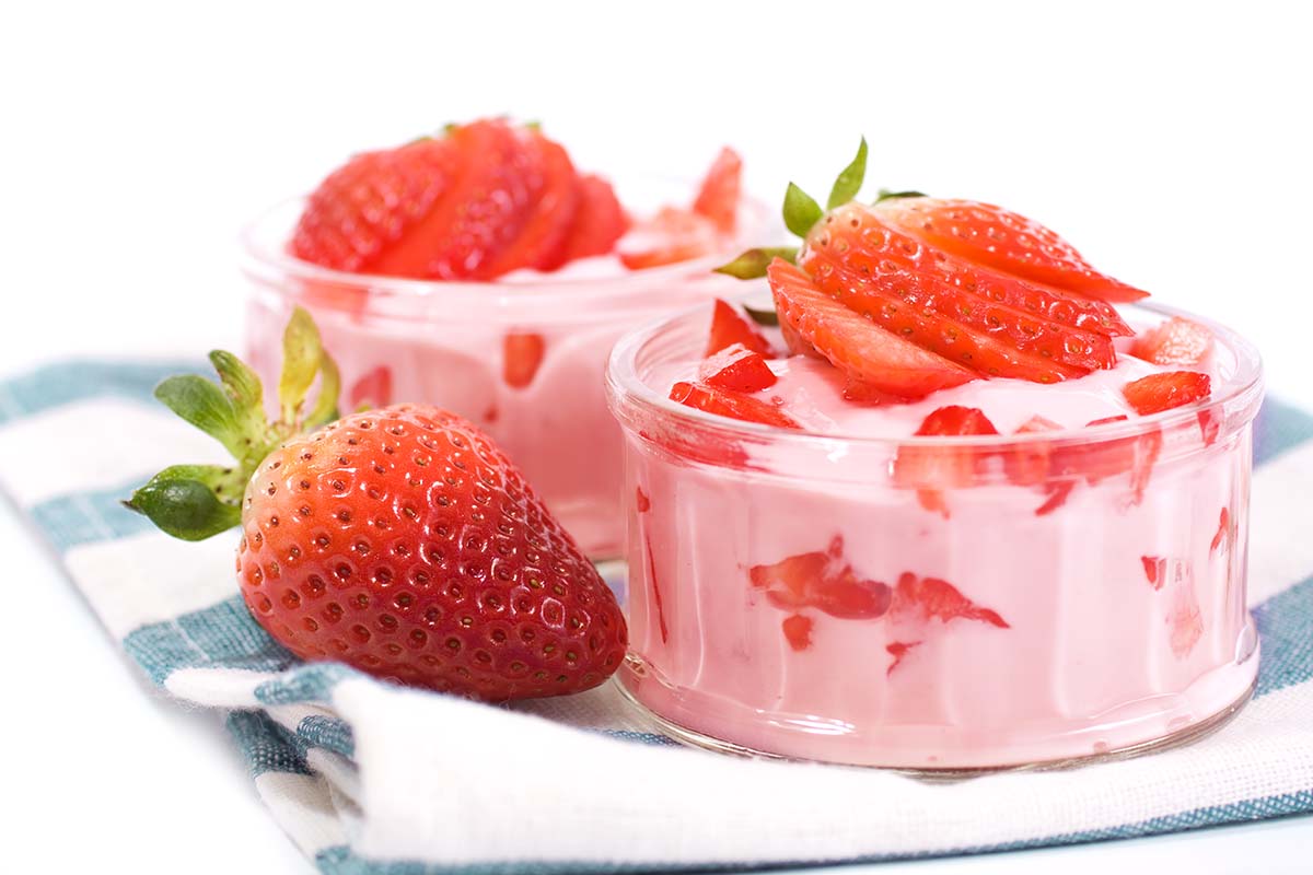 Griekse yoghurt aardbeien mousse