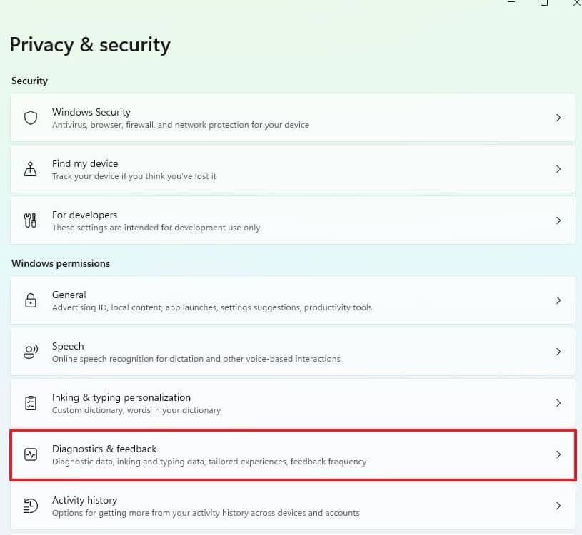 Privatliv og sikkerhed Windows 11 guide diagnostiske data