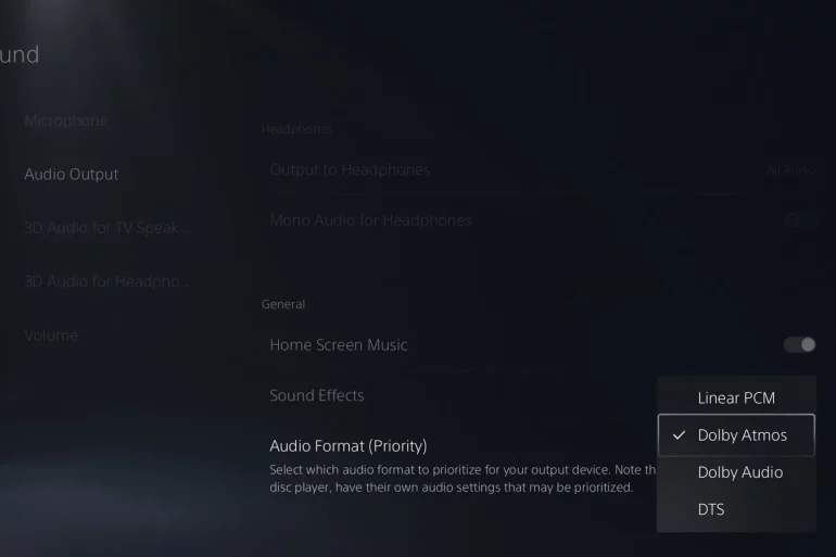 PS5 Dolby Atmos