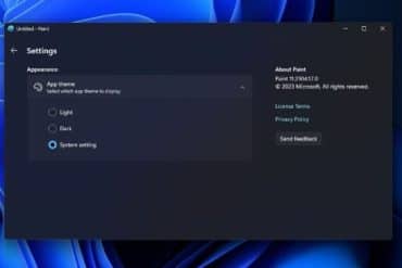 Mørk tilstand i Paint Windows 11