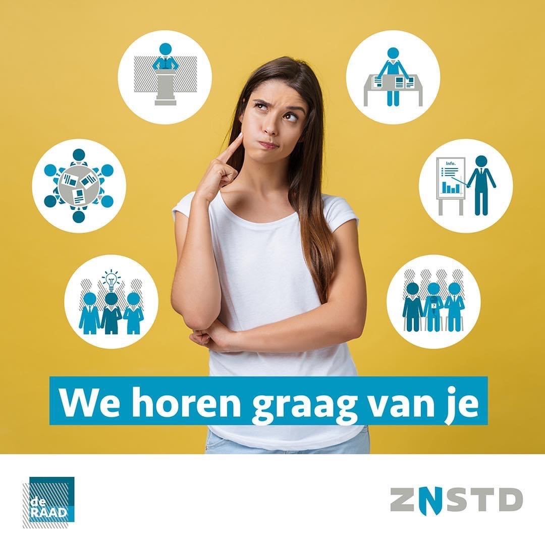 Screenshot banner met tekst We horen graag van je