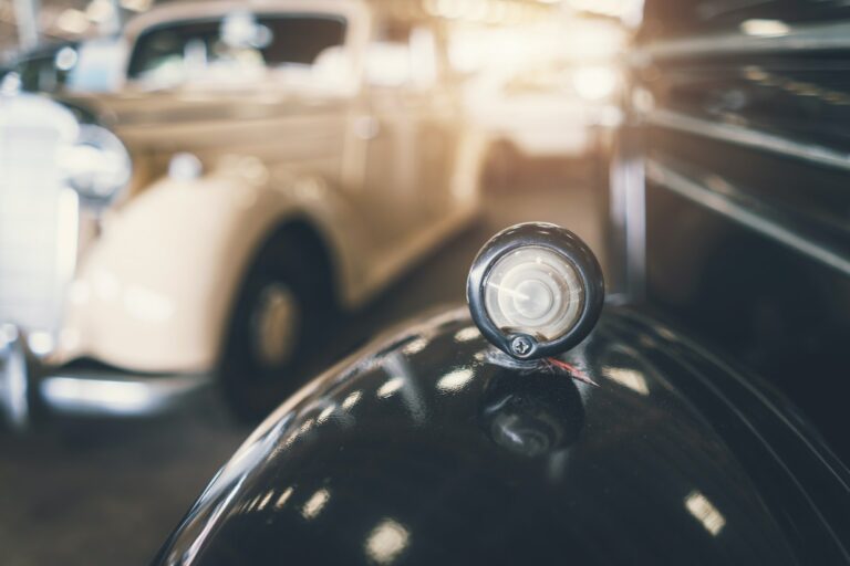 Close up of headlight Retro classic car