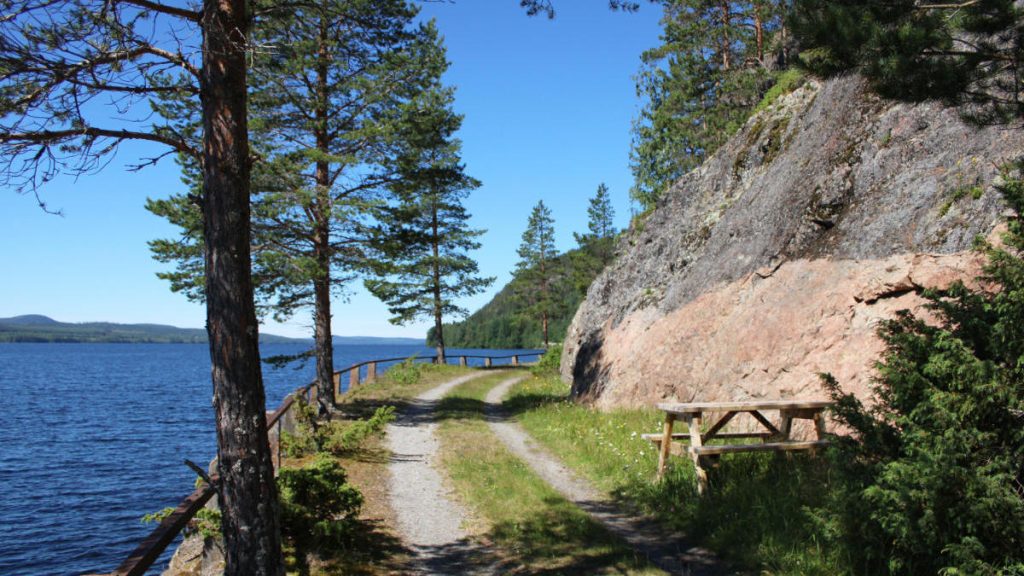 Bilväg längs Stadsberget med utsikt över Indalsälven. Foto: Lovis Uhlgrén.  