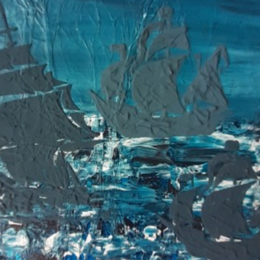 Maritime Geschenke - Bilder - Gemalt - Mit Schablone - Strukturpaste