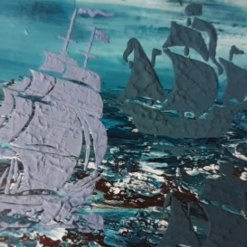 Maritime Bilder Segelschiff - Handgemalt - Strukturpaste