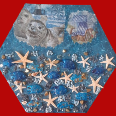 Handgemachte maritime Geschenke - Seehund - Echte Seesterne