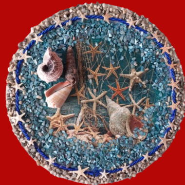 Mixed Media Bilder Handgemacht - Echte Muscheln - Seesterne