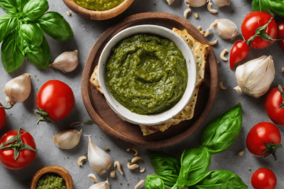 Grünes und rotes Pesto