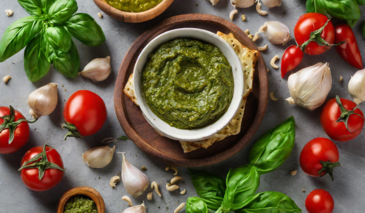 Grünes und rotes Pesto