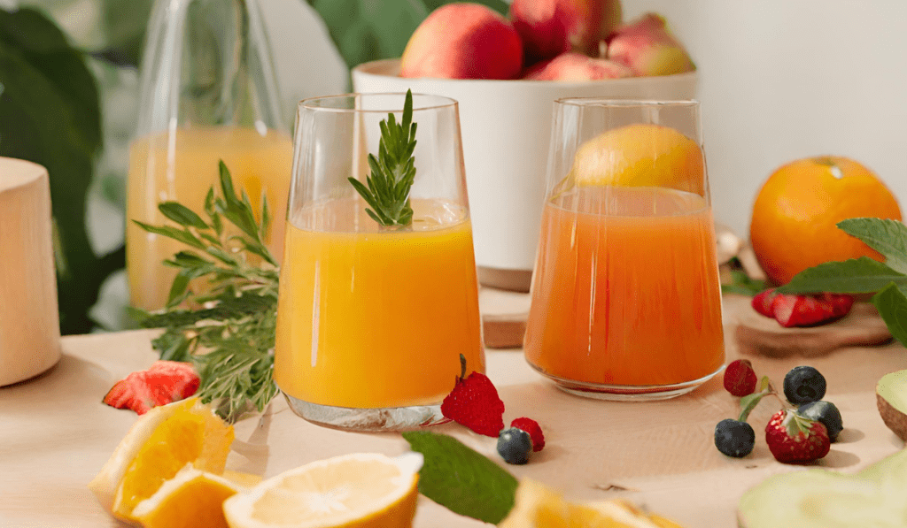 Obstsaft mit Kräutern zum Saftfasten für eine Saftkur