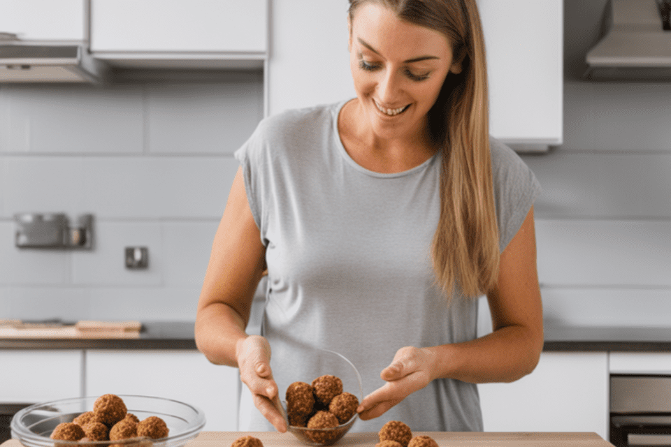Zubereitung von Energie Balls in der Küche