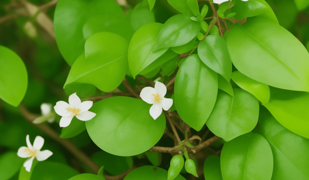 Gurmar - Gymnema sylvestre - mit Blättern und Blüten