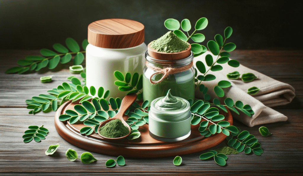 Moringa oleifera Creme nd Öl mit Blättern