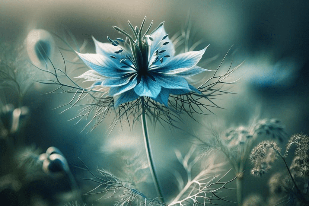 ine Schwarzkümmel Blüte in der Natur