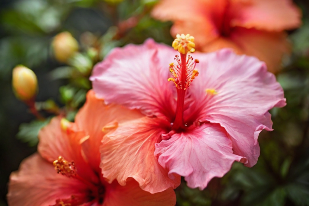 Hibiskus in der Natur als Nahaufnahme