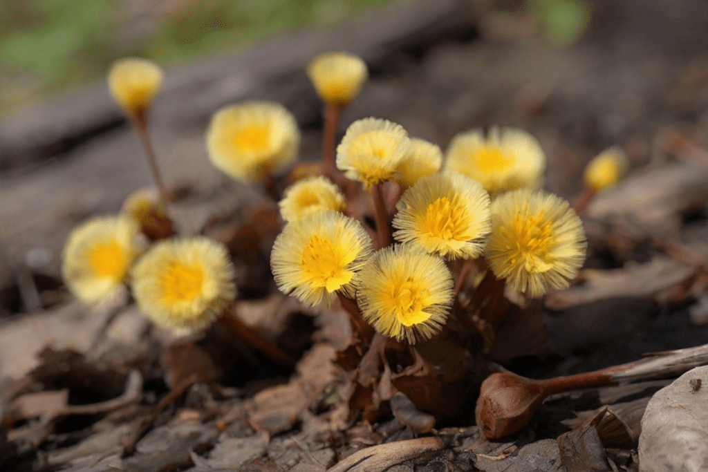 Huflattich Blüten im Frühjahr