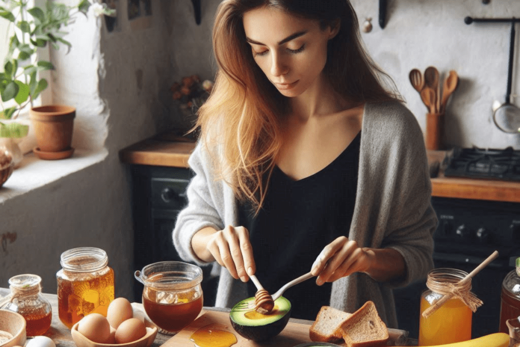 Eine Frau bereitet ein Frühstück mit kreativen Frühstücksideen zu