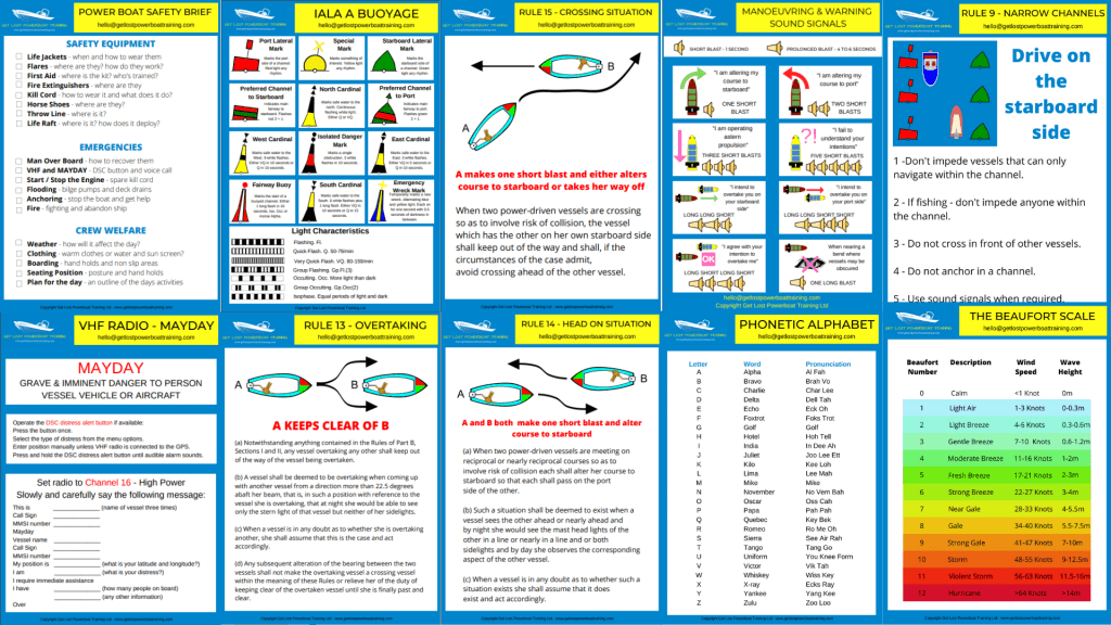 Knowldege cards for RYA Essential Navigation & RYA Day Skipper