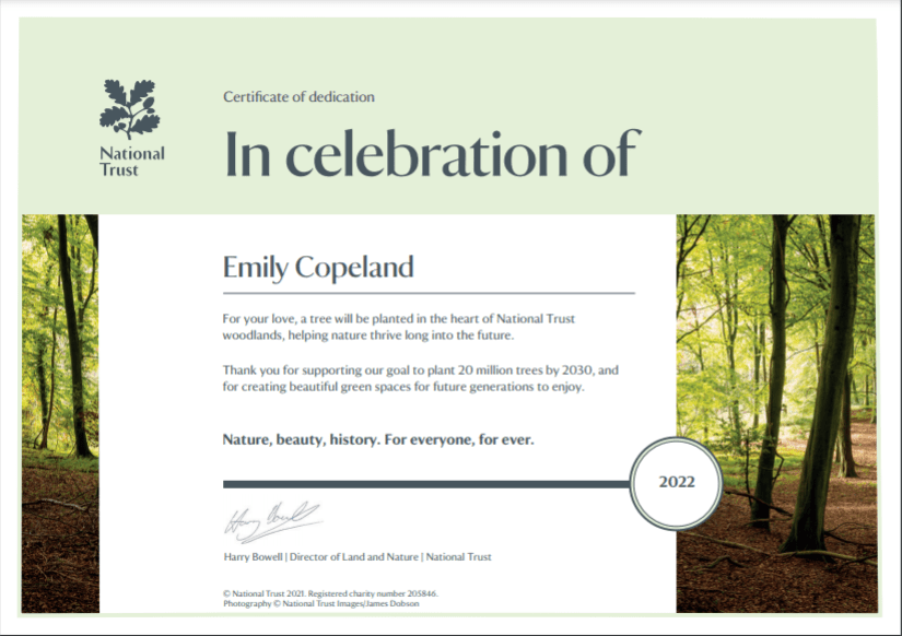 Plant more trees certificate