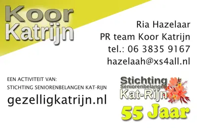Visitekaartje Ria Hazelaar PR team Koor Katrijn