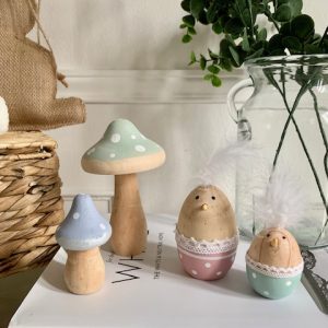 Wooden Spotty Pastel Mushroom