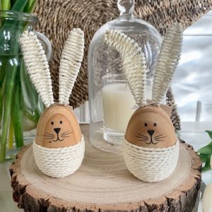 Woven Wooden Bunny Egg