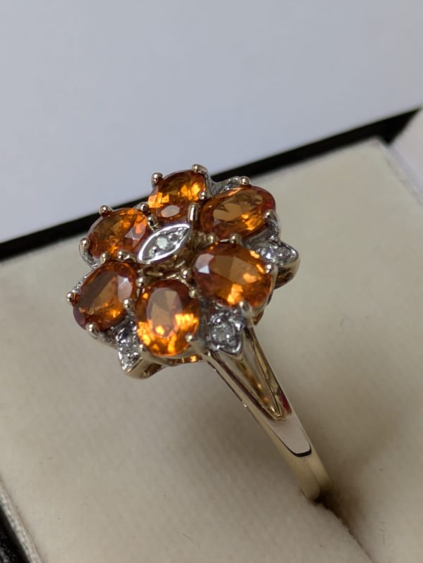 9ct Gold Diamond & Spessartine Garnet Ring - Image 2