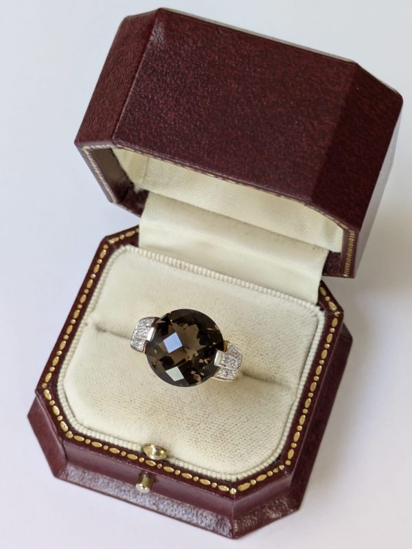 9ct Gold Diamond & Smokey Quartz Dress Ring