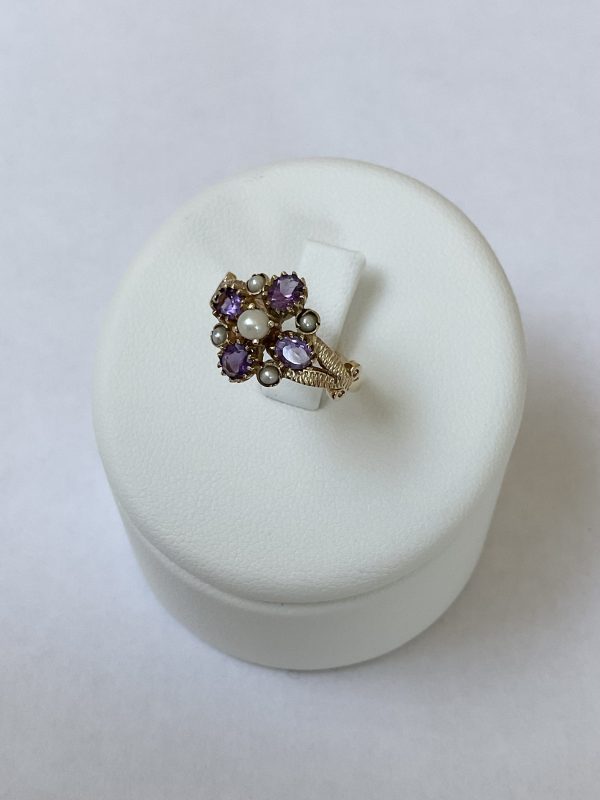 9ct Gold Amethyst & Pearl Dress Ring