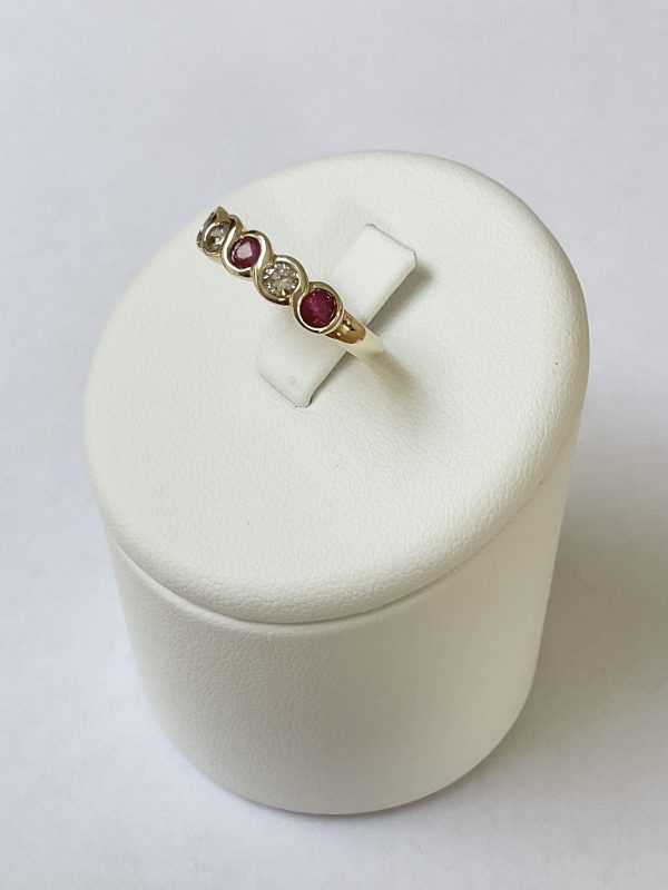 9ct Gold Diamond & Ruby Half Eternity Ring - Image 2