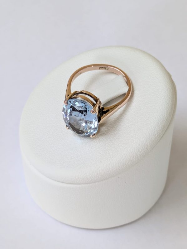 Vintage 9ct Gold Blue Topaz Dress Ring - Image 3