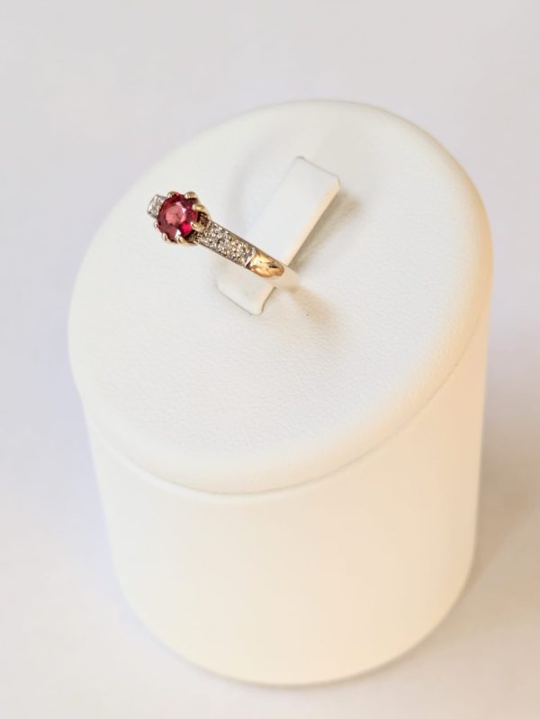 9ct Gold Diamond & Sunset Ruby Ring