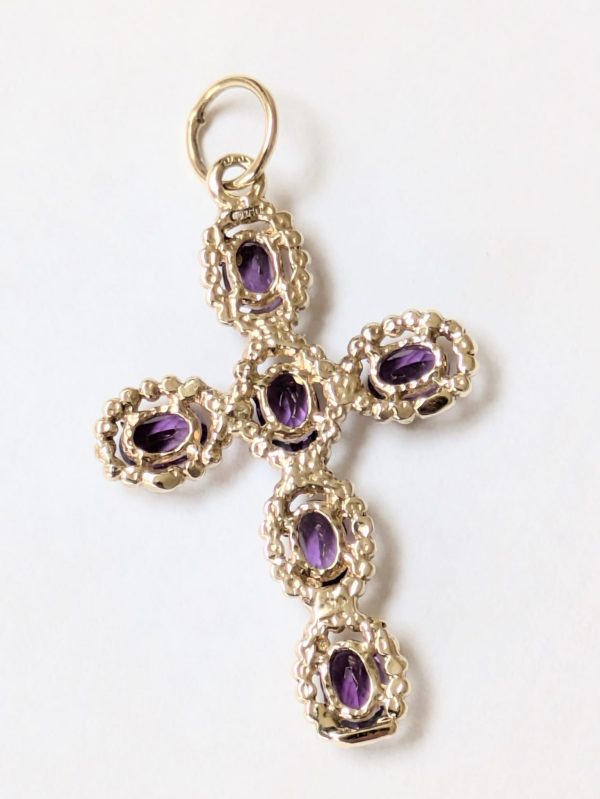 Vintage 9ct Gold Amethyst Cross - Image 2