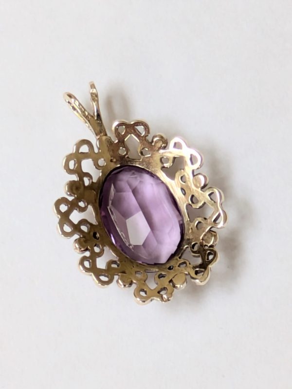 Vintage 9ct Gold Amethyst Pendant - Image 2