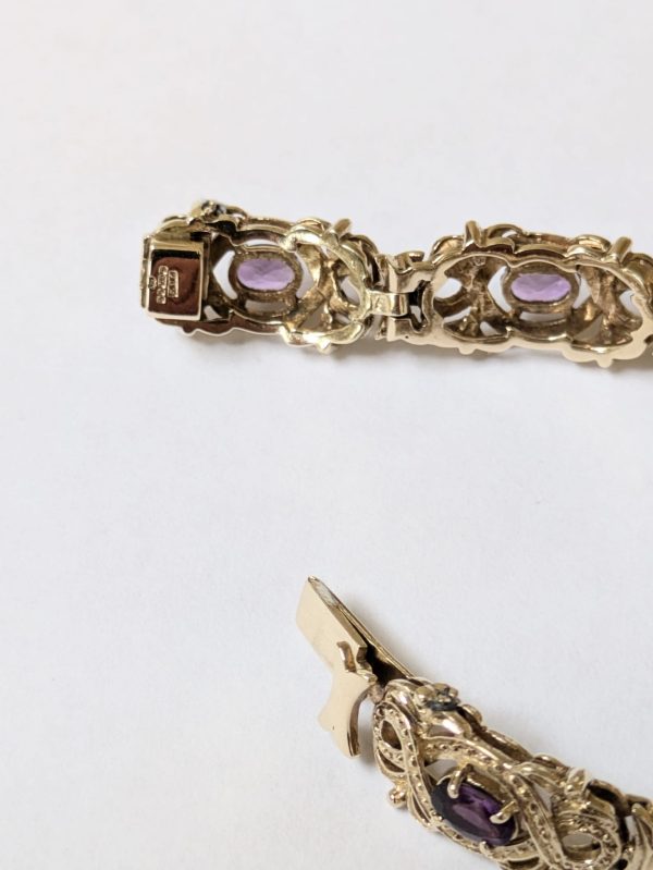 Vintage 9ct Gold Amethyst Bracelet - Image 3