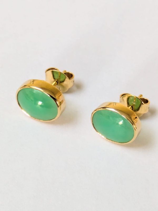 18ct Gold Jade Stud Earrings