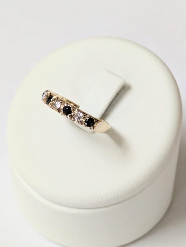 9ct Gold Diamond & Sapphire Half Eternity Ring