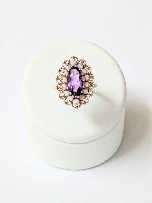 Vintage 9ct Gold Amethyst & Opal Ring - Image 2