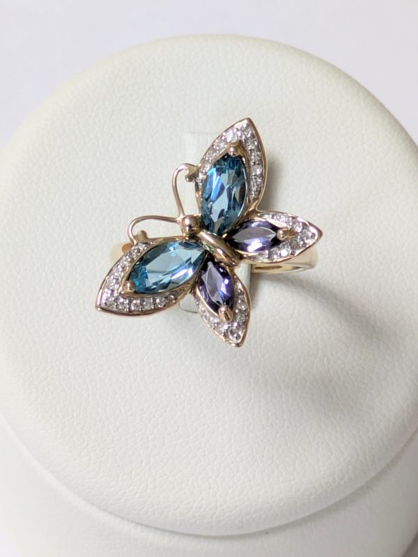 9ct Diamond, Tanzanite & Blue Topaz Ring - Image 2