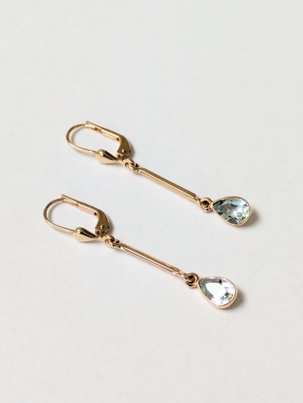 14ct Gold Aquamarine Drop Earrings