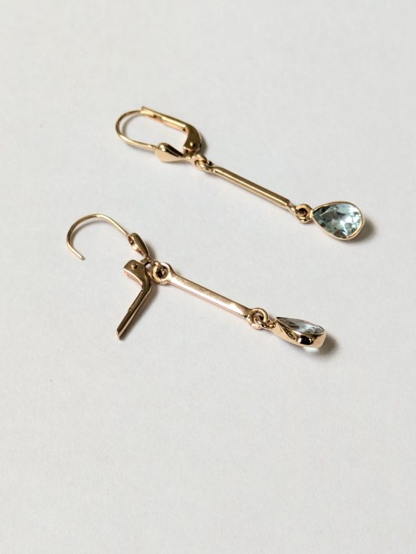 14ct Gold Aquamarine Drop Earrings - Image 2