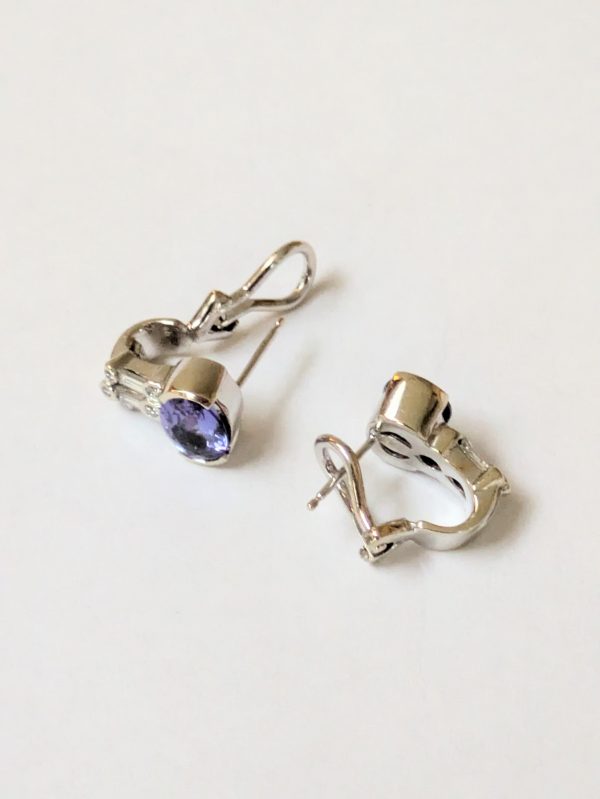 14ct White Gold Diamond & Tanzanite Earrings - Image 4