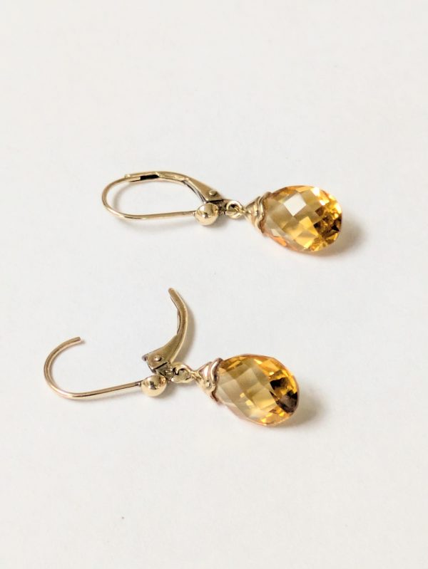 10K Gold Citrine Drop Earrings - Image 2