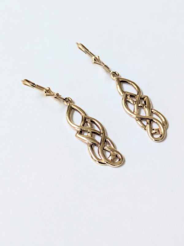 9ct Gold Celtic Design Drop Earrings