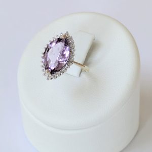 9ct Gold Diamond & Amethyst Ring
