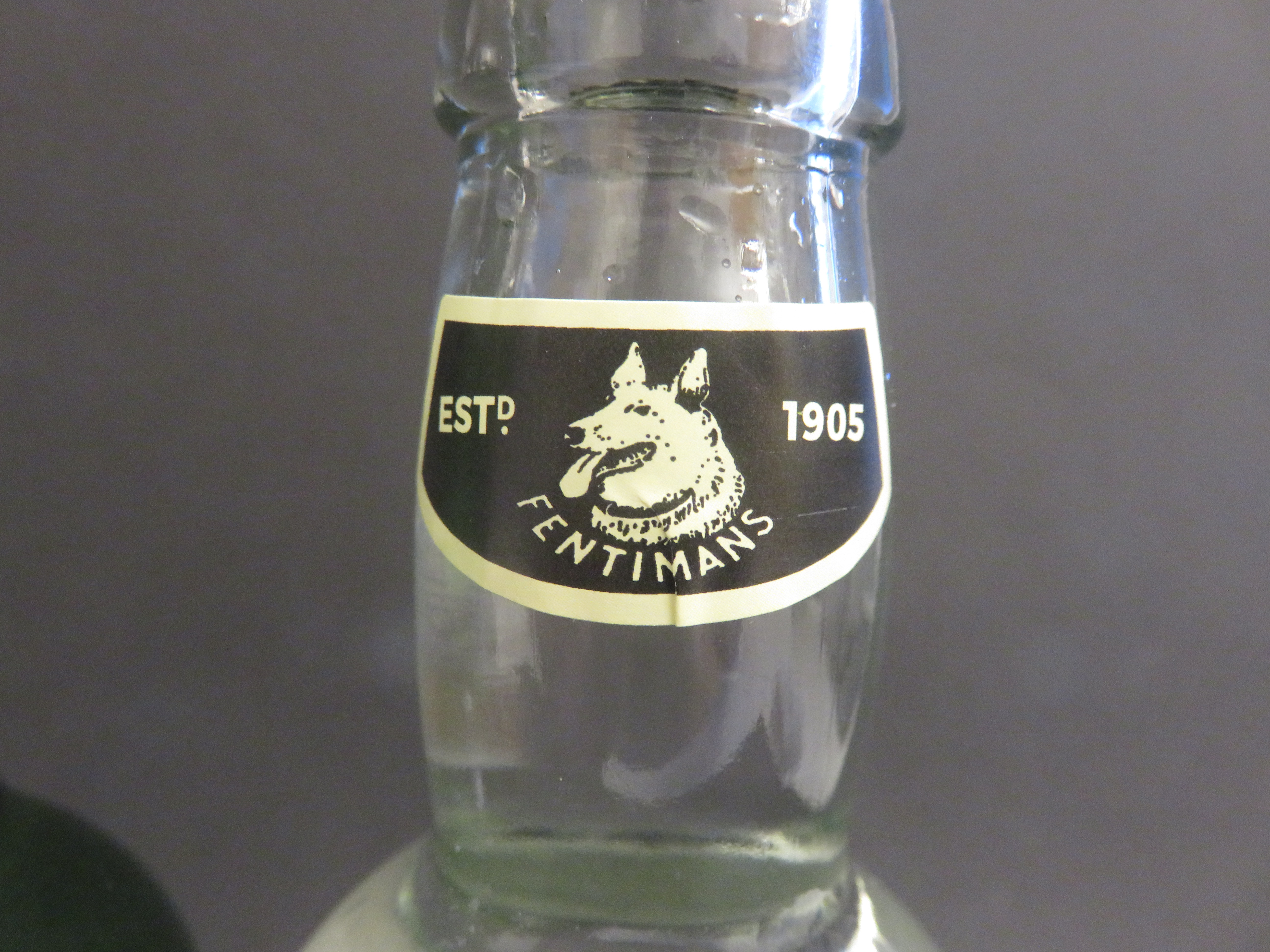 Deutscher Schäferhund auf Fentimans Tonic Water Flaschen
