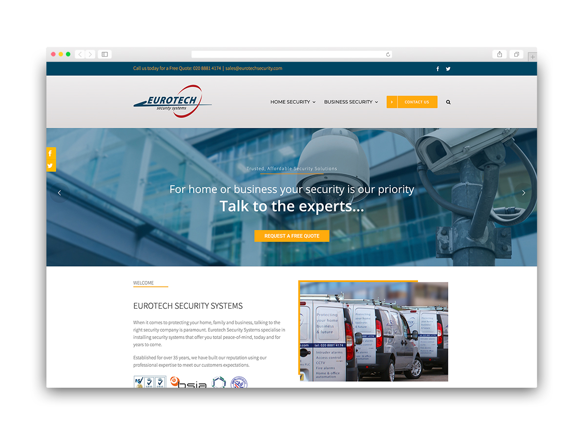 Eurotech Security Systems Ltd site Design Ginger Pixels