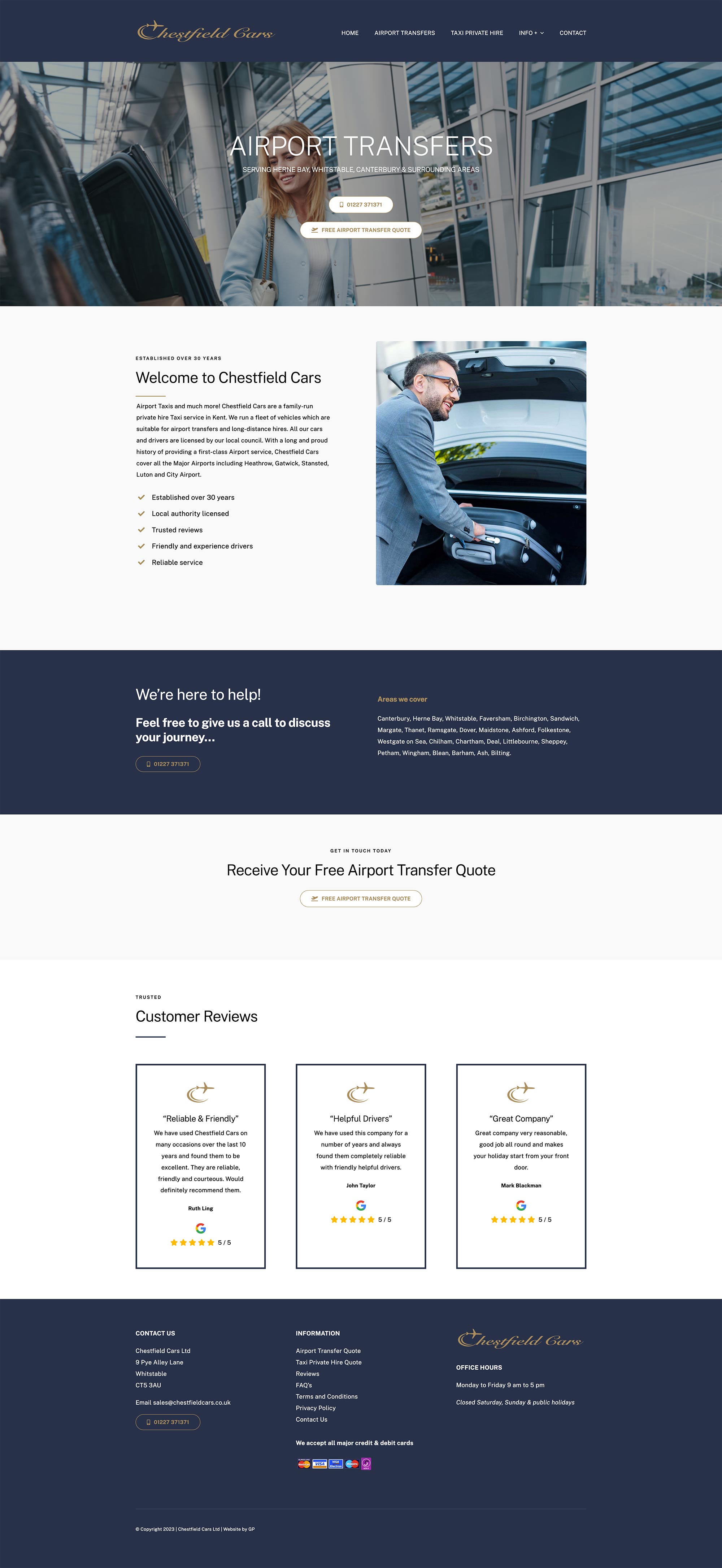 Airport taxi transfers website design