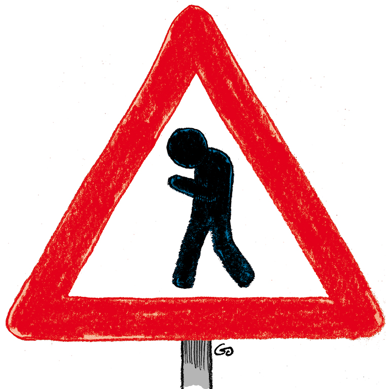 Mobile zombie ahead warning sign